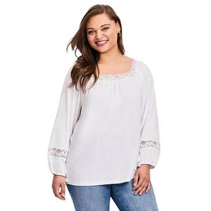 Женский топ с кружевной отделкой plus size Avenue, White