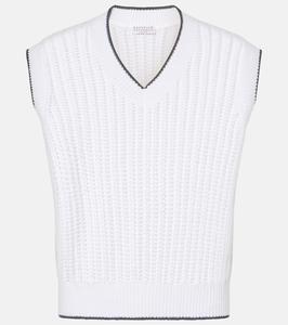 Хлопковый жилет-свитер Brunello Cucinelli, Bianco