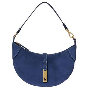 Polo Ralph Lauren Миниатюрная женская сумка через плечо из нубука в форме полумесяца темно-синего цвета