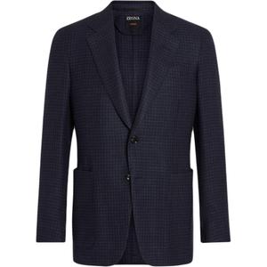 Ermenegildo Zegna Джерси клетчатый пиджак, Marine Blue