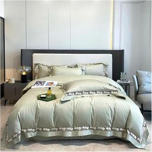 YUSIWOAL Комплект постельного белья из египетского хлопка с цветочным ажурным кантом