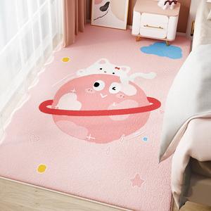 Budis Ковер 120х160 см для спальни в стиле Faux Cashmere, с длинным ворсом, милый розовый с узором Lovely Star