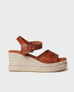 Женские кожаные эспадрильи на танкетке с пряжкой Toni Pons, коричневый