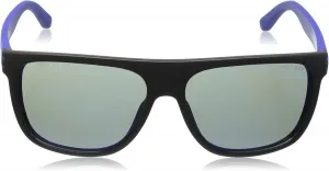 Солнцезащитные очки Tommy Hilfiger (Safilo Group) TH1277/S, прямоугольные, черные с сине-серыми зеркальными линзами, 57 мм, Black/Blue