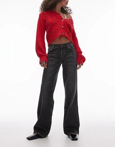 Джинсы Ember с низкой посадкой и широкими штанинами черного цвета Topshop