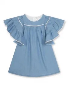 Платье из органического хлопка с оборками Chloé Kids, синий