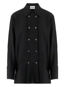 Двубортное пальто из вирджинской шерсти JIL SANDER, черный