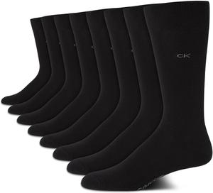Мужские носки Calvin Klein под повседневную одежду - 8 пар мягких рабочих носков из хлопковой смеси для мужчин, для повседневного делового и официального ношения, Black Logo