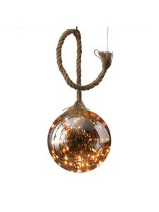 Marelida Стеклянный шар со светодиодной подсветкой, джутовой веревкой и таймером, диаметр: 20 см, серый цвет