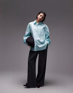 Рубашка свободного кроя ASOS DESIGN с хлястиком сзади бирюзового цвета