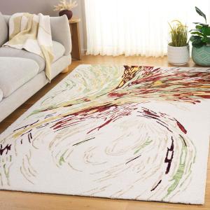 Ковер SAFAVIEH, 183 x 183 см, коллекции Ebony — Ivory & Green, ручная работа из шерсти, идеально для гостиной, спальни, столовой (EBN776A)