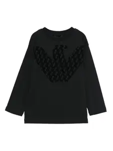 Топ с длинными рукавами и логотипом Emporio Armani Kids, синий