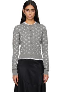 Marine Serre Кардиган облегающего кроя из жаккардовой вязки «Серая луна»