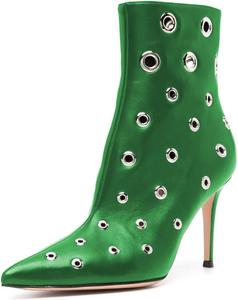 Женские сексуальные ботильоны YDN с заостренным носком, вырезами, шпильками и боковой молнией, для вечеринок, шопинга и повседневной носки, размеры US 4-16, Green