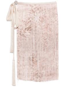 Мини-юбка Blumarine с бахромой, нейтральный