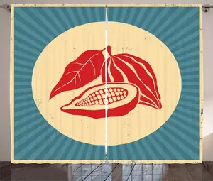 Штора ABAKUHAUS Cocoa Rustic в стиле ретро, комиксы, поп-арт, универсальные ленточные шторы для гостиной с петлями и крючками, 280 x 175 см, сине-серый вермо Abakuhaus