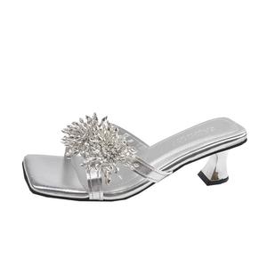 CAOT Женские тапочки-слайды, серебристые/металлические/черные