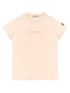 Футболка с вышитым логотипом Moncler Enfant, розовый