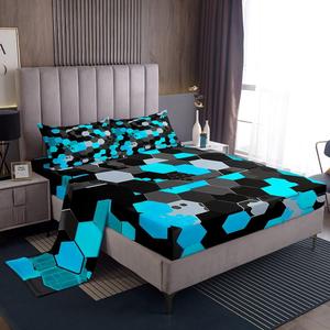 Erosebridal Комплект постельного белья Honeycomb Camouflage в стиле милитари с черно-синим камуфляжным принтом, Multi 23