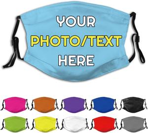 Маска для лица для взрослых с индивидуальным дизайном, добавьте свой собственный текст, логотип, многоразовые моющиеся маски ANGELJUAN, Sky Blue