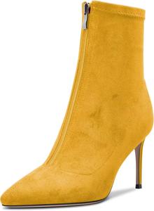 Женские ботильоны Castamere на высоком каблуке, заостренный носок, короткие ботинки до щиколотки, каблук 8,5 см, на молнии, классические милые туфли, Yellow