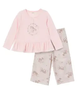 Пижамный комплект для девочек Toddler Girls 2-Piece Peplum Pajama Set Gerber, розовый
