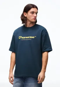 Футболка с принтом «детские умы» Bershka, Dark Blue