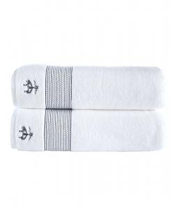 Комплект банных принадлежностей из турецкого хлопка, 2 предмета, с каймой в виде веревочной полосы. Brooks Brothers, Anthracite