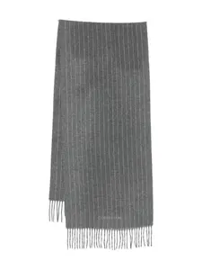 Полосатый шарф с бахромой Corneliani, серый