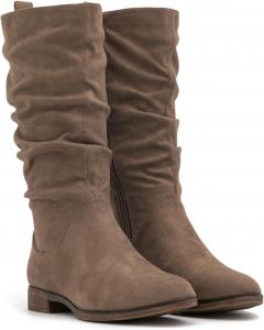 Женские сапоги MOOMMO средней длины, замшевые, с мягким голенищем, плоским каблуком, высокие сапоги на широкую икру, боковая молния, зимние сапоги, круглый носок, плоские, ретро, милые, удобные, повседневные, зимние, размеры 4-13 M US, Suede Taupe