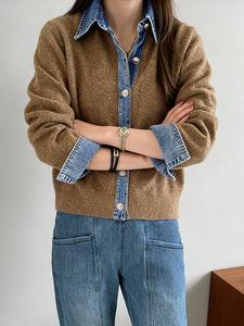 Многослойный вязаный топ в стиле джинсовой рубашки для женщин