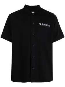 Рубашка с вышитой надписью Aries, черный