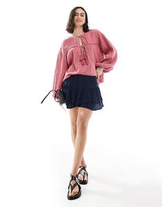 Темно-синяя мини-юбка асимметричного кроя для женщин Hollister