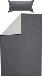Двустороннее постельное белье антрацитово-серебряное 1x 135x220 см + 1x 40x80 см Erwin Müller