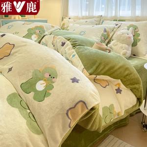 Yalu Пододеяльник 200х230 см из велюра, утепленный флисом, цвет C Milk Star Dinosaur