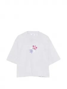 Футболка с цветочным принтом Off-White, серый