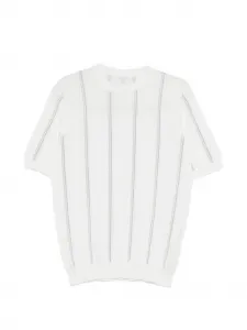 Полосатый свитер с круглым вырезом Eleventy, бежевый