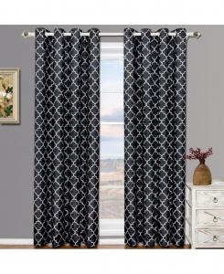 Комплект из двух плотных теплоизолирующих штор Meridian Room Darkening Thermal Insulated Curtain (52"x108"), размер 52"x108" Egyptian Linens, Black/gray