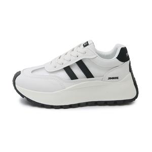 Женские кроссовки с низким верхом и массивной подошвой, нескользящие, износостойкие, дышащие, увеличивающие рост King Jinmai, White Black