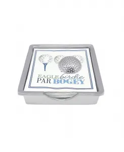 Набор фирменных салфеток в коробке в виде мяча для гольфа Mariposa, серебряный