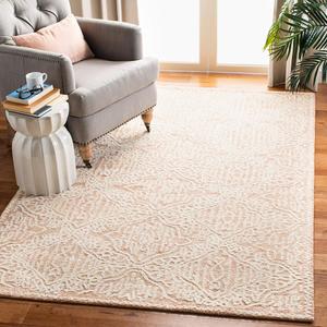 Ковер SAFAVIEH, 214 x 214 см, Capri Collection, Rust & Ivory, ручной работы из шерсти, идеален для помещений с высокой проходимостью в гостиной, спальне (CPR613P)