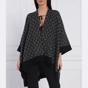 Пончо свободного кроя с добавлением шерсти и кашемира Michael Kors, черный