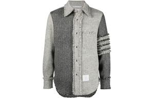 Футболка с контрастными вставками THOM BROWNE, серая