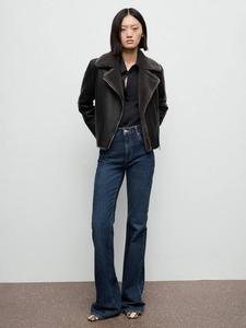 Куртка байкерская Cadi с воротником из искусственного меха Mango, Black