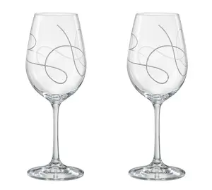 Бокалы для вина Модель String Clear 350 мл - Набор из 6 хрустальных прозрачных бокалов - элегантные бокалы для красного вина с гравировкой Crystalex