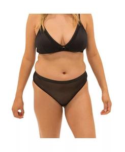 Прозрачные эластичные сетчатые стринги телесного цвета размера плюс Naked Rebellion, черный