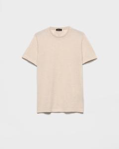Удлиненная кашемировая футболка Prada, песочный бежевый