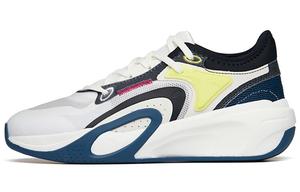 Кроссовки для скейтбординга мужские с низким верхом цвета слоновой кости, белые/черные/флуоресцентно-желтые Anta