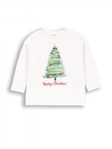 Футболка с длинными рукавами на Рождество в цвете экрю Coccodrillo