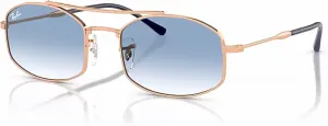 Солнцезащитные очки Ray-Ban унисекс Rb3719 овальной формы, Rose Gold / Light Blue Gradient